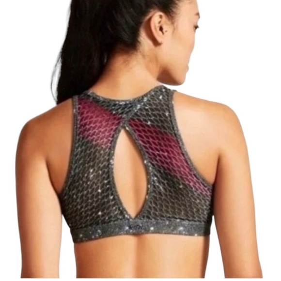 Peloton Wear It To Heart Girls Night Out Sparkle Space Sports Bra SZ S - Picture 2 of 5